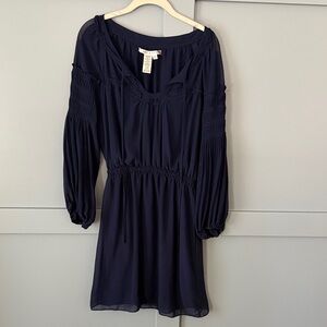 Women's Navy Blue Flowy Sleeve Smocked Waist Dress